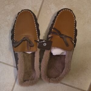 Men's Brown Leather Moccasin Slippers